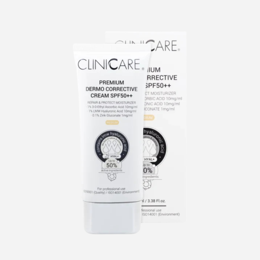 Clinicare koreguojamasis veido kremas SPF50, Medium, 100ml